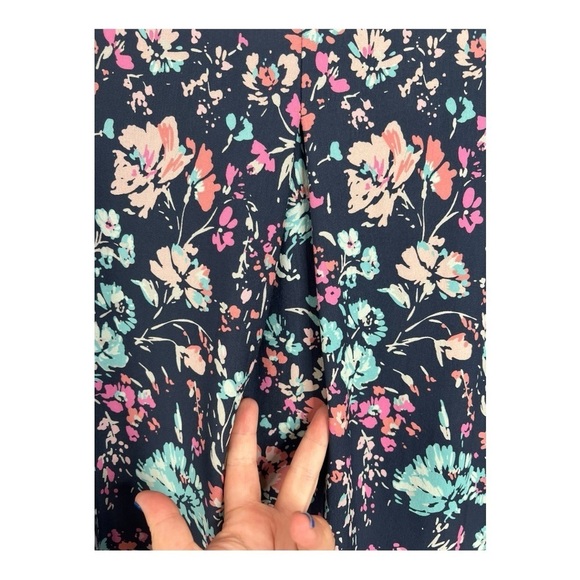 J.Jill Wearever Indigo Blue Cascade Floral Drapey Jersey Popover Dress Botanical - Picture 13 of 16